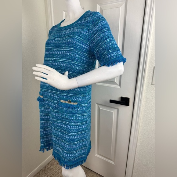 Lilly Pulitzer Beckington Sweaterdress Blue Grotto Metallic Tweed LG #131 - Picture 7 of 17